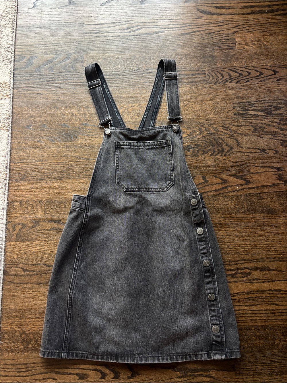 Free People Black Denim Overall Dress with Adjustable Straps